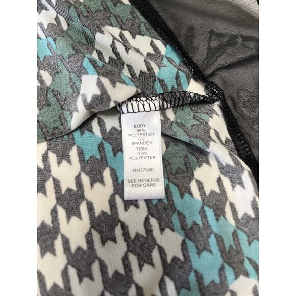 C established 1946 SZ 18/20 3/4 sleeve Back White Teal Loose Fit Flowing Top - Picture 8 of 10